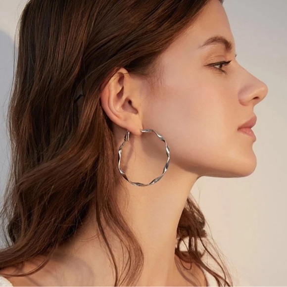 Wavy Earrings 925 Silver - Picture 2 of 3